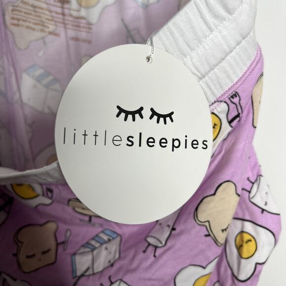 Little Sleepies Pajama Pants Womens XL Purple Breakfast Print Bamboo Jersey Soft - Picture 6 of 9